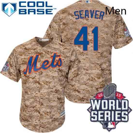Mens Majestic New York Mets 41 Tom Seaver Replica Camo Alternate Cool Base 2015 World Series MLB Jersey